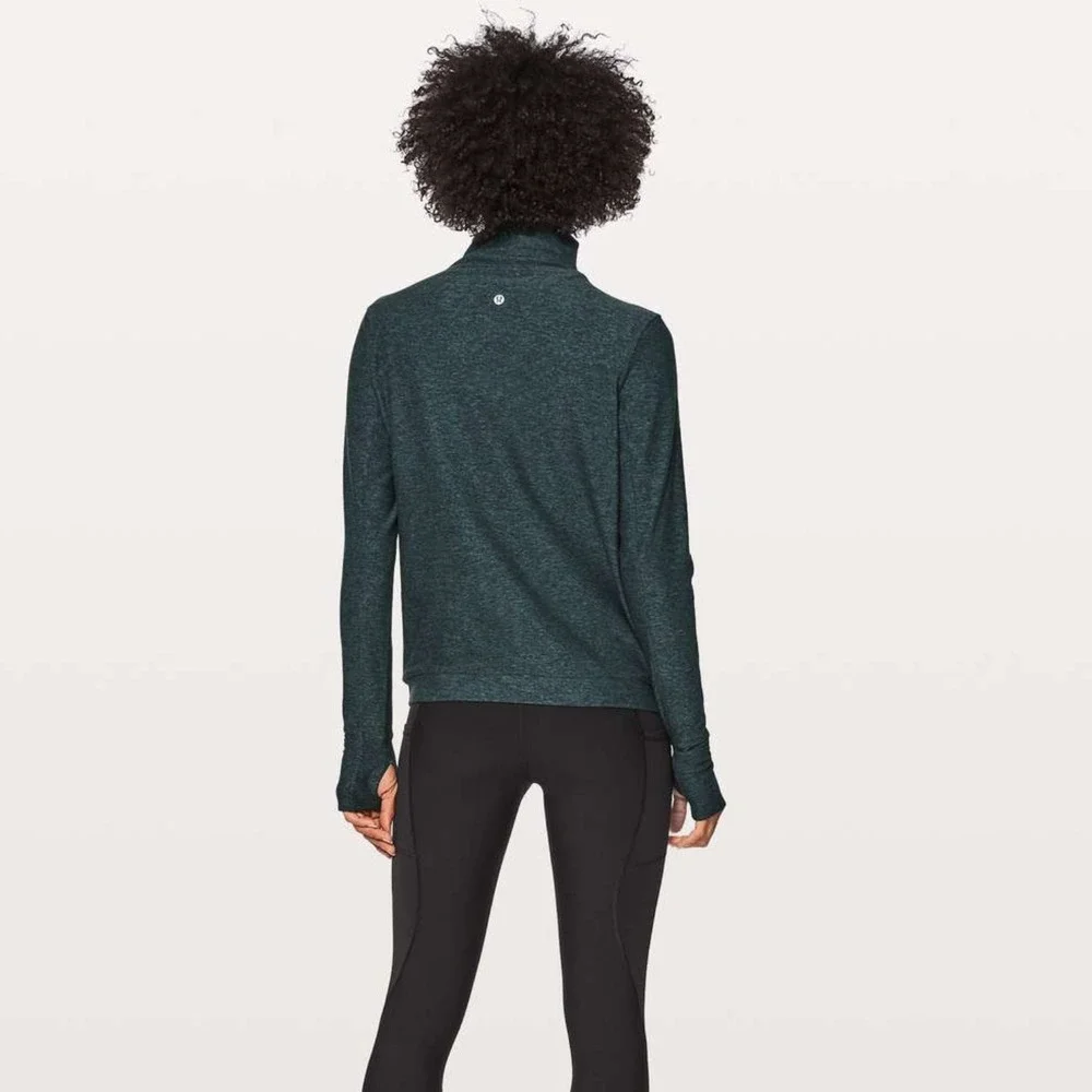 Lululemon Morning Miles Rulu Long Sleeve Heathered Nocturnal Teal Black Size‎ 6
